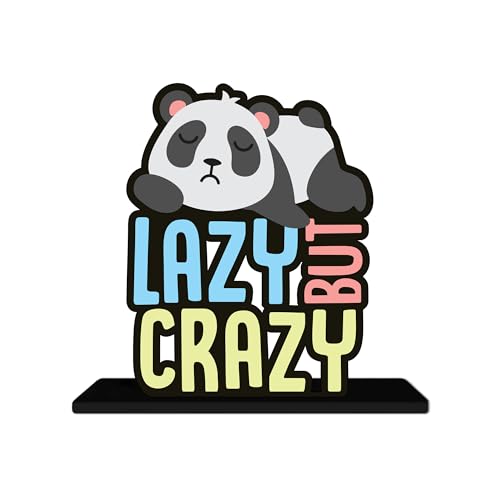 Image of Artvibes Lazy But Crazy Quotes Table Decor for Office Desk | Home Decoration Items | Living Room | Modern Art Wooden Showpiece Decorative Gift Item (SP 1179)