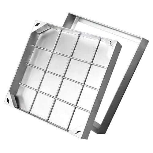 Tapa de alcantarilla empotrada de acero inoxidable con marco, altura 5 cm/8 cm, tapa invisible integrada para entradas de vehículos, patios y suelos de adoquines, diseño duradero y elegante (70