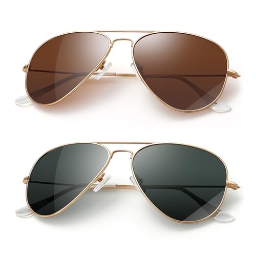 Image of Classic Aviator Sunglasses for Men Womens Polarized UV Protection Driving Sunglasses