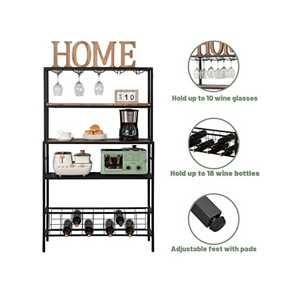 Wine Bakers Rack, Freestanding Wine Rack With Glass Holder