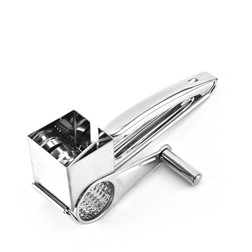 Handheld Cheese Grater Shredder, Stainless Steel | Effortless Hand Crank Rotary Design - Quickly Prep Parmesan, Vegetables, Nuts for Salads, Pasta & & Easy-Clean Kitchen Tool for Everyday Cooking