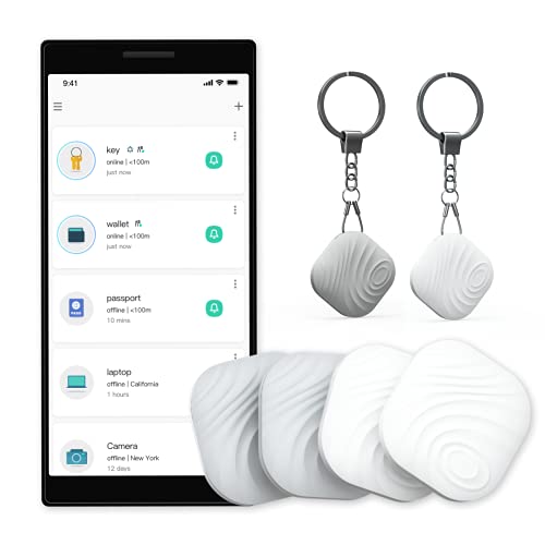 Nutale Nut3 4pcs Key Finder Smart Tracker Bluetooth Locator Key Finder Keychain Anti-Lost Bidirectional Alarm Reminder for Phone Dogs Luggage Wallet with App and Replaceable Battery White and Gray