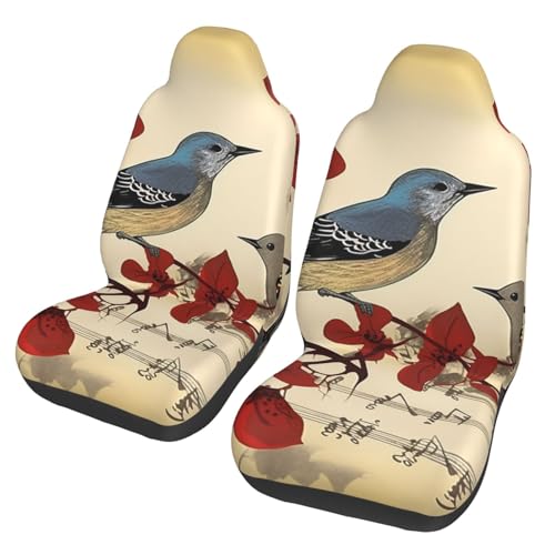 Housses de siège de voiture motif oiseaux chanteurs universelles imperméables lot de 2