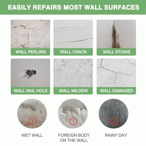 Wall Patch Repair Kit, 2 Pcs Spackle Drywall Repair Kit with Scraper, Wall Mending Agent Wall Putty Paste Wall Hole Filler in Home Large Hole Drywall Patch, Quick Repair Crack, Plaster Wall Repair