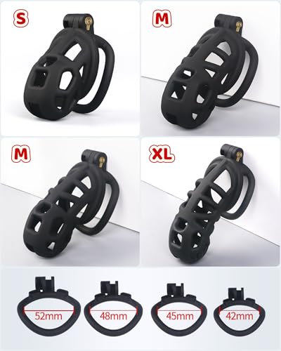 Tibemi貞操帯 メンズ ていそうたい男性器 貞操具 ナイロン樹脂製 四つの貞操リング付き 貞操体 鍵付き おしゃれなヘビの設計 貞操ロック コックロック 貞操ケージ 拘束具 アダルトグッズ Mの長さ:90mm - 画像6