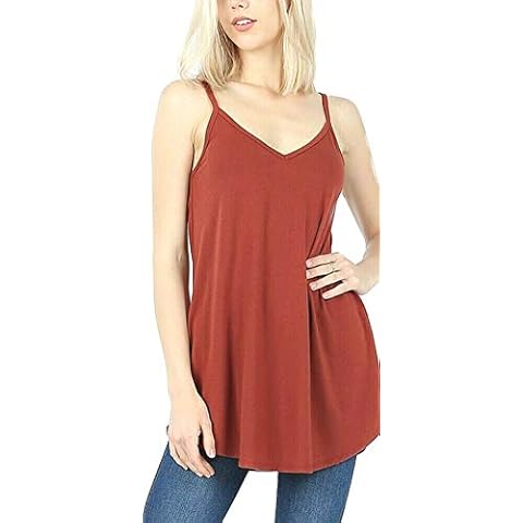 Zenana Regular and Plus Size Front and Back Reversible Spaghetti Strap CAMI - Brown - 1X Cover