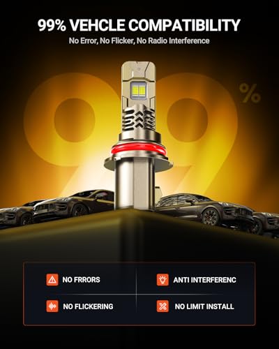 Image of SEALIGHT 9004 /HB1 LED Bulbs Hi /Low Beam, 50000LM 1000% Super Brighter, 1:1 Halogen Size, 6500K Cool White, 70,000Hrs Long Service Life with Cooling Fan, Plug and Play, Pack of 2