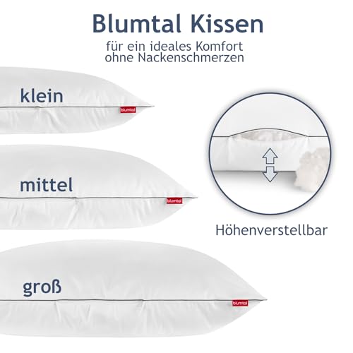 Blumtal Kopfkissen 80x80 cm - Nackenkissen mit anpassbarer Füllung - 100% Mikrofaser & waschbar bis 95 Grad - höhenverstellbares Kissen