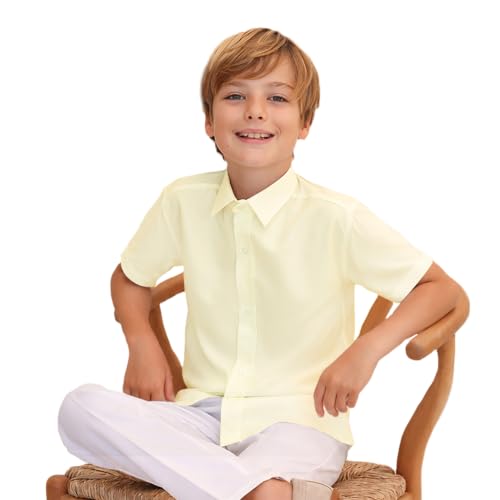 Image of Lilax Boys Classic Short Sleeve Button Down Casual Solid Dress Shirt