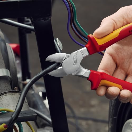 KNIPEX Kraft-Seitenschneider, verchromt, 200 mm, VDE, Chrom-Vanadium Stahl, für Pianodraht, Präzisionsschneiden, geringer Kraftaufwand, 74 06 200