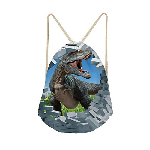 Showudesigns: Mochila con cordón para deportes al aire libre  gimnasio  diseño de dinosaurios