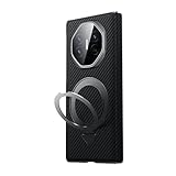 MUDASANQI Compatible with Huawei Mate XT Case [Military-Grade Drop Protection] 600D Aramid Fiber Magnetic Cover with Adjustable Stand, Hinge Protective Cover Shockproof Phone Case(Black)