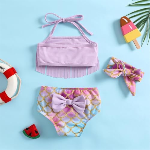 Image of Baby Bucket Girls Stylish Two-Piece Swimsuit| Baby Girl Bikini Swimsuit with Headband