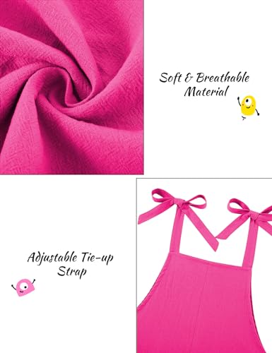 Image of Girls Romper Sleeveless Adjustable Tie-Up Strap Short Jumpsuits Summer Clothes with Pocket 5-12 years