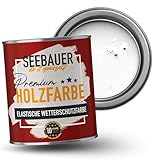 SEEBAUER diy Holzfarbe Weiß 2,5L für Innen & Außen (No. 000 Weiß) Hoch deckende Wetterschutzfarbe - 10 Jahre Langzeitschutz für Gartenhäuser, Holzzäune & Holzverkleidungen