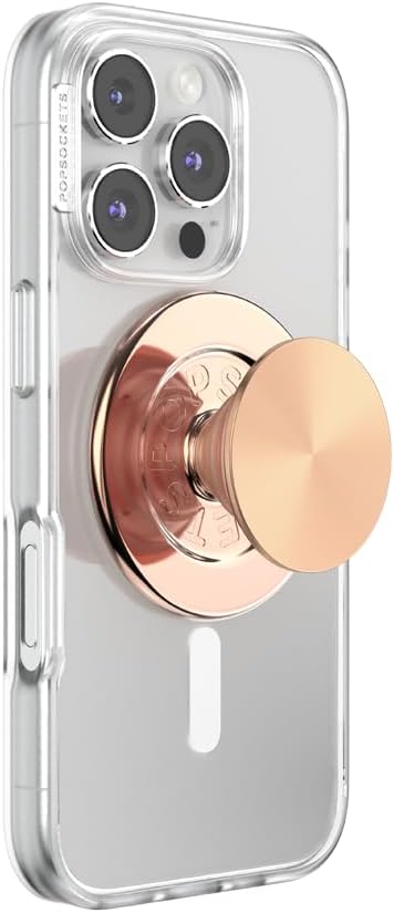 PopSockets Phone Grip for MagSafe, Magnetic Holder, Phone Stand, Enamel - Radial Rose Gold