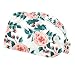 Pink Flowers 2 Pieces Unisex Working Caps with Buttons Adjustable Bouffant Hats Tie Back Caps