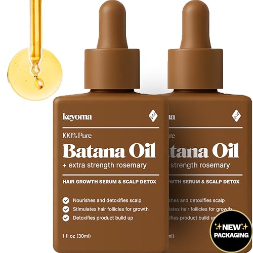 Keyoma Batana Oil for Hair Growth with Rosemary: Nourish & Detox Scalp for Thicker Stronger Longer Hair - 100% Organic Batana Oil from Honduras - Reduce Hair Loss (60 mL)