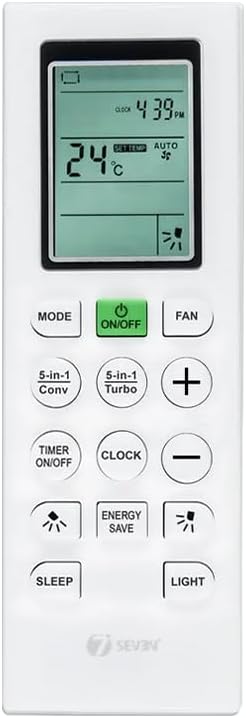 7SEVEN® Compatible with Blue Star AC Remote Control Model 226B Suitable for IA318TNU IC518RNU IC518YNU 1 1.5 2 Ton Split Inverter & Window Air Conditioner - Match Keys Exactly with Existing Remote