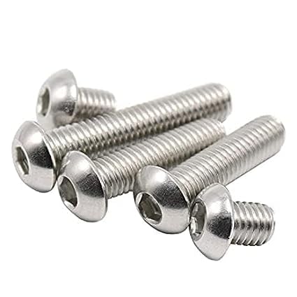 Image of SYLIX M4 x 35mm Length Button Head Socket Cap Screws, Stainless Steel, Bright Finish, | Allen Button Head Bolt With Nut & Washer (100 pcs)