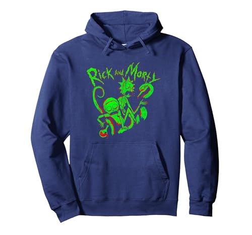 Adult Swim Rick & Morty Tentacles Attack Pullover Hoodie, Adult Unisex, Navy Blue, Small