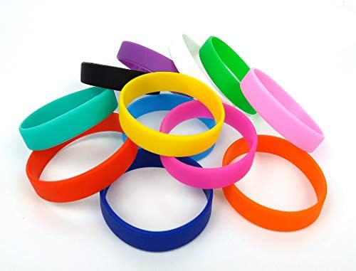 24 Multi-Pack Blank Silicone Wristbands, Rubber Band Bracelets,12 Assorted Colors for Adult Sports Party Accessories