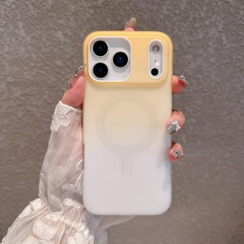 Coque antichoc pour iPhone 15 Plus magnétique avec dos dégradé jaune
