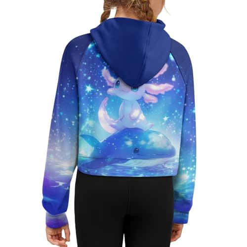 WELLFLYHOM Girls Cropped Sweatshirt 5-14T 1/2 Zip Up Collar Hoodies Long Sleeve Sweater Top2