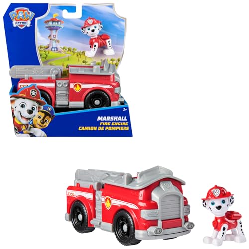 PAW PATROL - Marshall-Figur mit Feuerwehr-Fahrzeug, stabiles Basis-Fahrzeug (2025), authentisches Spielzeug zur Serie für Kinder ab 3 Jahren