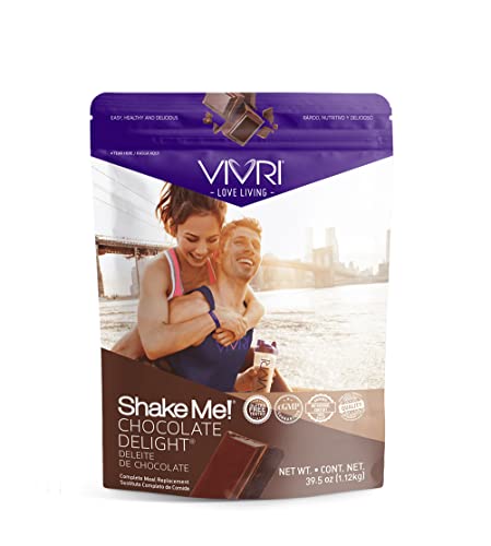 VIVRI Shake Me! Chocolate Delight Flavored Powdered Food, 20 Servings, 45 Essential Nutrients, 23 Vitamins &amp; Minerals, 22g Protein