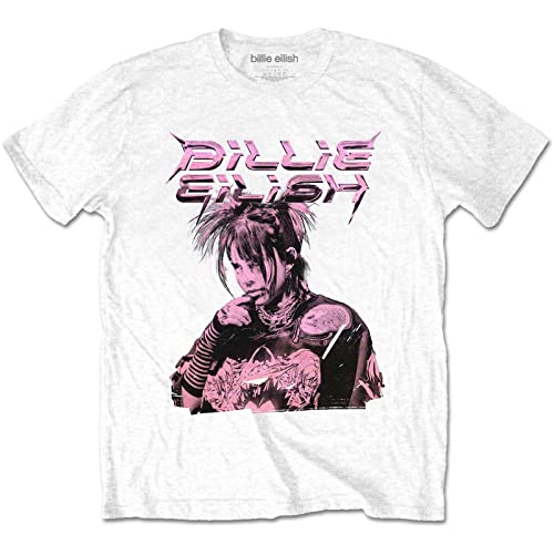 Billie Eilish T Shirt Purple Illustration Official Unisex White Size S