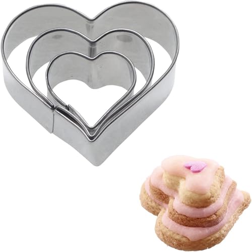 Westmark Set di tagliabiscotti terrace, Cuore piccolo, 3 pezzi, Dimensioni: ø 2,3,4 cm, Acciaio inossidabile, Argento, 35242291