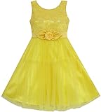 Handwäsche Sunboree Mädchen Kleid Shinning Pailletten Tüll Schichten Festzug Gelb Gr.98-104