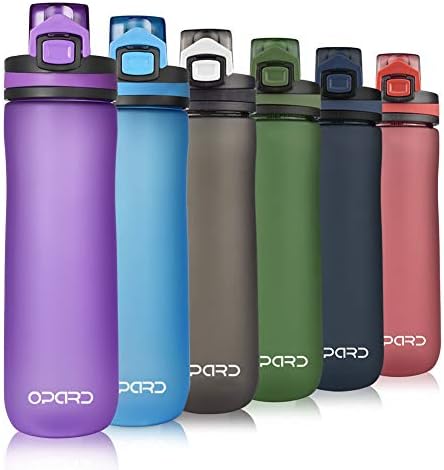 Opard Sports Water Bottle, 600ml BPA Free Non-Toxic Tritan Plastic Drinking Bottle with Leak Proof Flip Top Lid for Gym Yoga Fitness Camping