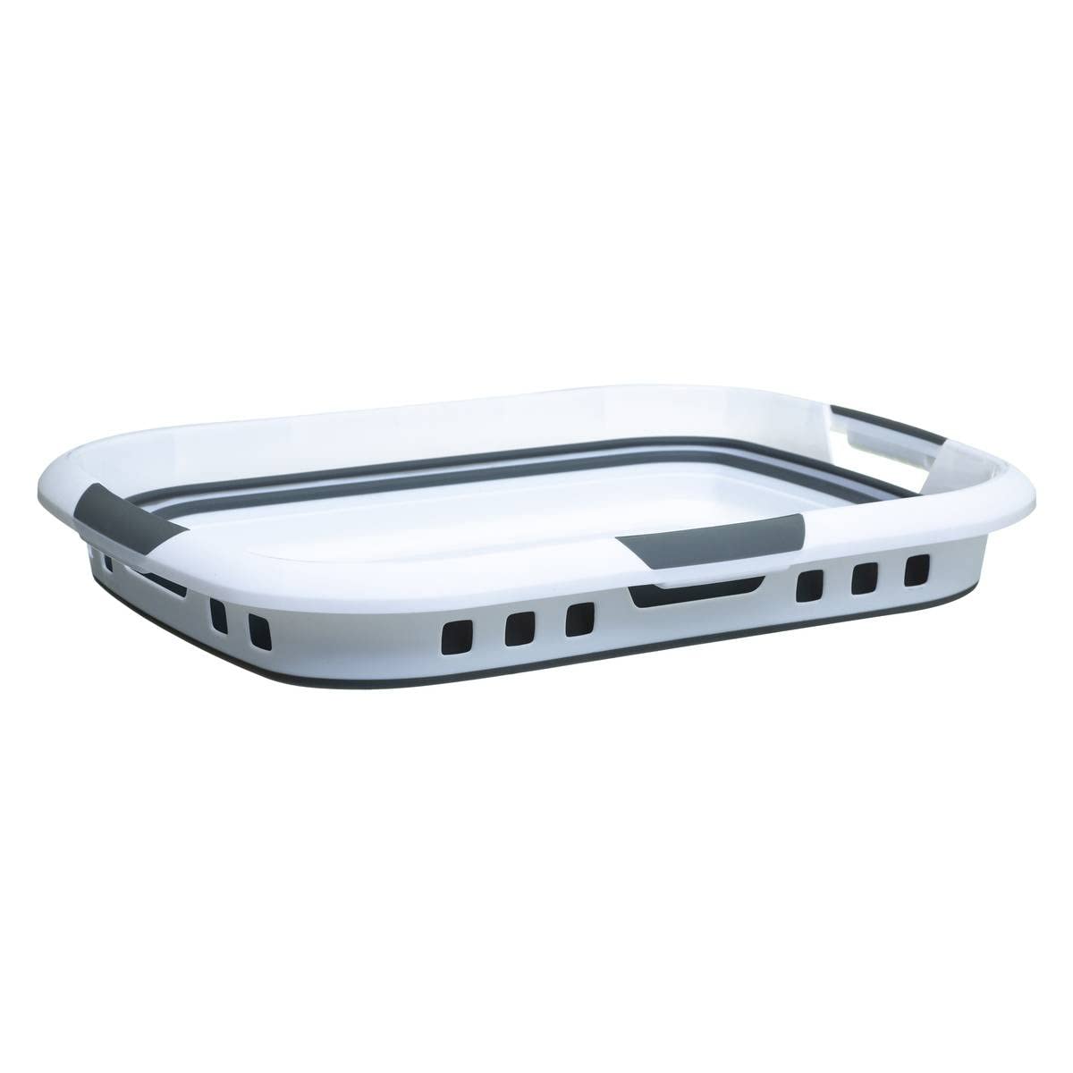 5 five simply smart 5five - Cesto de Ropa plegable de 45 l - 3 asas ergonómicas - Cesto de Ropa retráctil Rectangular - Gran capacidad - Gris y Blanco