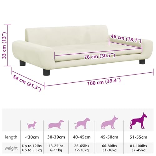Canapé doux pour petits chiens lit de salon en velours crème - 8