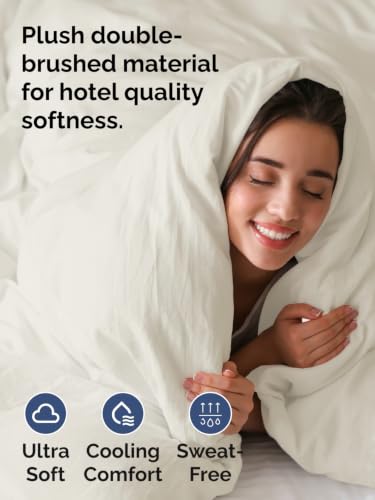 Image of Duvet Cover Queen Size - Extra Soft 3 Piece with Zipper Closure - Ivory