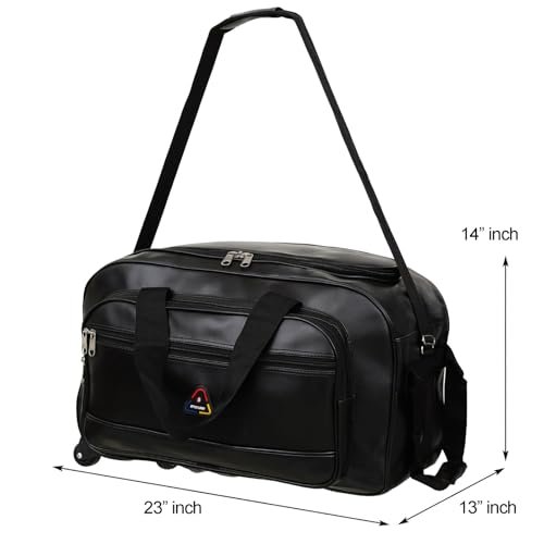 Image of Premium Trolley Duffle Bag for Travel with Wheels & Shoulder Strap | Large Capacity Leather Finish Luggage Bag for Men & Women | Durable Multipurpose Gym & Weekend Travel Bag