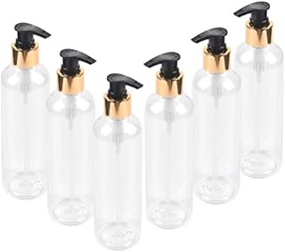 6 PCS Clear Bath Empty Bottle, 250ml Push-type Bath Empty Bottle Refillable Empty Bottles, Travel Plastic Pump Bottle, Empty Pump Bottles, Soap Dispenser Bottles for Shampoo, Conditioner, Lotion