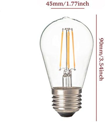 2PACK LED Filament Bulb S14-2W LED Light Filament Bulb, E26 Base, Clear Warm White 2700-3000K, LED Edison Bulb 20W Equivalent, 110-120VAC, Dimmable (2.2)