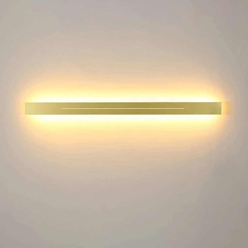 FZQSXAZU Minimalist LED Wall Lamp Black Linear Light Fixture Dimmerable Indoor Sconce for Bathroom & Corridor Gold Accents Modern Angular Design Sleek Mount Lighting