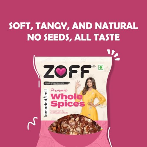 Image of Zoff Tamarind Seedless - Soft & Tangy Imli for Cooking - 100% Natural & Chemical-Free - Ready-to-Use Tamarind Pulp for Chutney, Curries, Rasam & Indian Recipes - No Preservatives - 1Kg