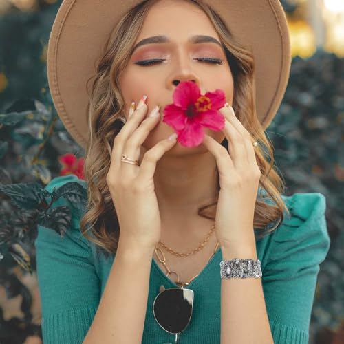 Madison Tyler Sparkle Rhinestone Stretch Bracelets for Women | Gold Rhinestone Pearl Bridal Bracelet | Wedding Party Prom Bracelet for Women4