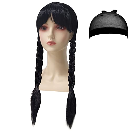Lzh Kids Wednesday Addam Wig For Girls Braided Wig Cosplay Halloween Costumes Wig With Bangs #TOP21