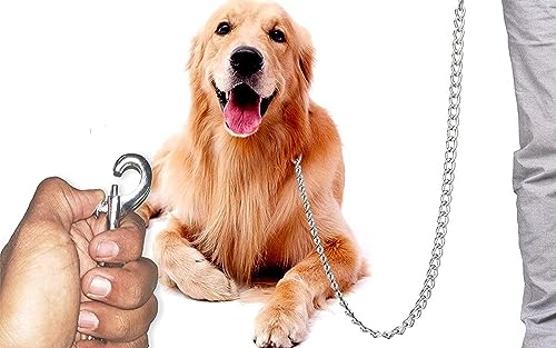 Image of RvPaws Dog Chain Silver Grind 60 Inch, Pet Chain Leash Heavy Duty Chain with Heavy Hook Swivel (X-Large Dogs, No-6)