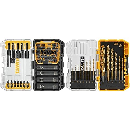 Dewalt Screwdriver Bit Set, Impact Ready, Flextorq, 35-Piece (Dwa2T35Ir) & Drill Bit Set, 14-Piece, 135 Degree Split Point, Titanium Nitride Coated, For Plastic, Wood And Metal (Dw1354) #TOP23