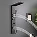 ROVATE Shower Panel Tower System with Rainfall Shower, Elegant Matte Black Shower Tower with Powerful Body Massage Jets, Handheld and Tub Spout, Stainless Steel Shower Column High Pressure