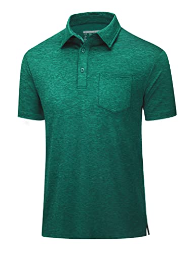 Magcomsen Men's Sports Polo Shirt For Men Dry Fit Breathable Activewear Polo Shirt Lightweight Performance Workout Tops Emerald Green Xl #TOP7