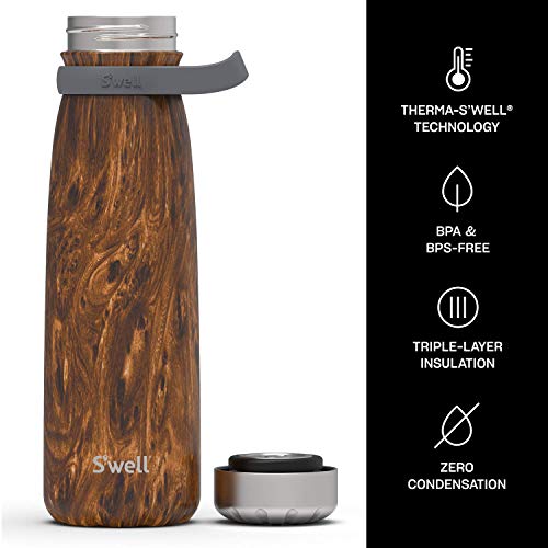 S'well Stainless Steel Traveler - 40 Fl Oz - Teakwood - Triple-Layered Vacuum-Insulated Containers Keeps Drinks Cold For 60 Hours And Hot For 20 - With No Condensation #TOP3