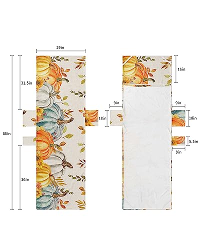 Fall Eucalyptus Leaves, Beach Lounge Chair Towel Cover, Soft Chaise Lounge Towel with Side Pockets Patio Pool Chairs Cover for Beach/Pool Sunbathing 29x85 Thanksgiving Seasonal Pumpkin Maple